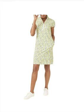 J. McLaughlin Yanna Catalina Cloth Dress XL 1/2 Zip Lemon Pockets Tennis Golf